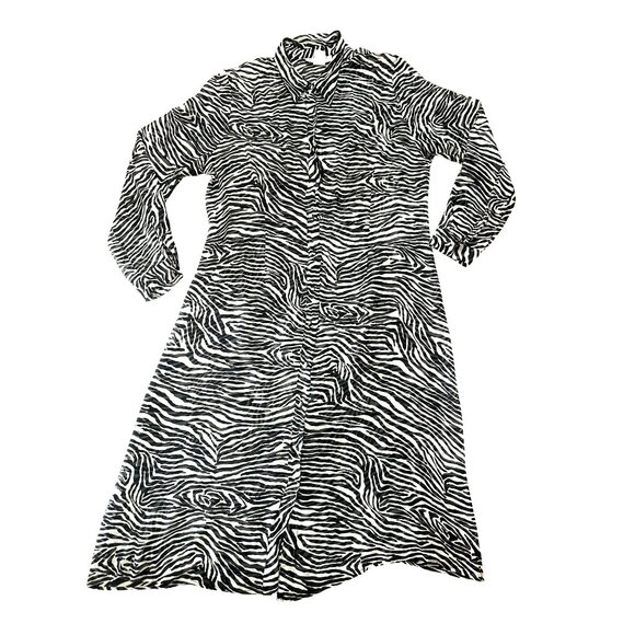 Trio New York Size 14 Sheer Zebra Print Vintage Silk Dress Resort Wear Cover Up - Picture 8 of 9